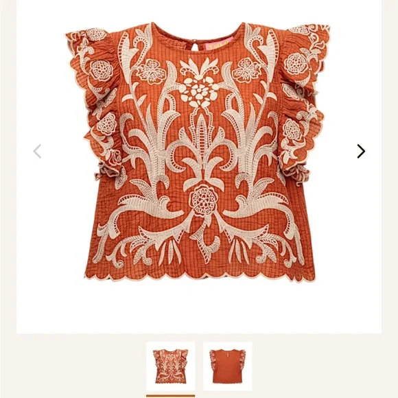 THML Women's Terracotta Embroidered Blouse purchased from UT CO-OP. - Picture 3 of 3